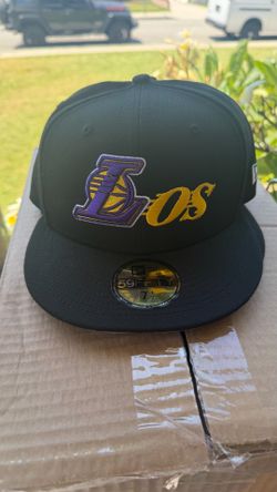 NEW ERA LOS ANGELES LAKERS BLACK BXR BORN RAISED FITTED HATS SZ 7 1/2 & 7 5/8  SUPREME UNDFTD STUSSY NIKE