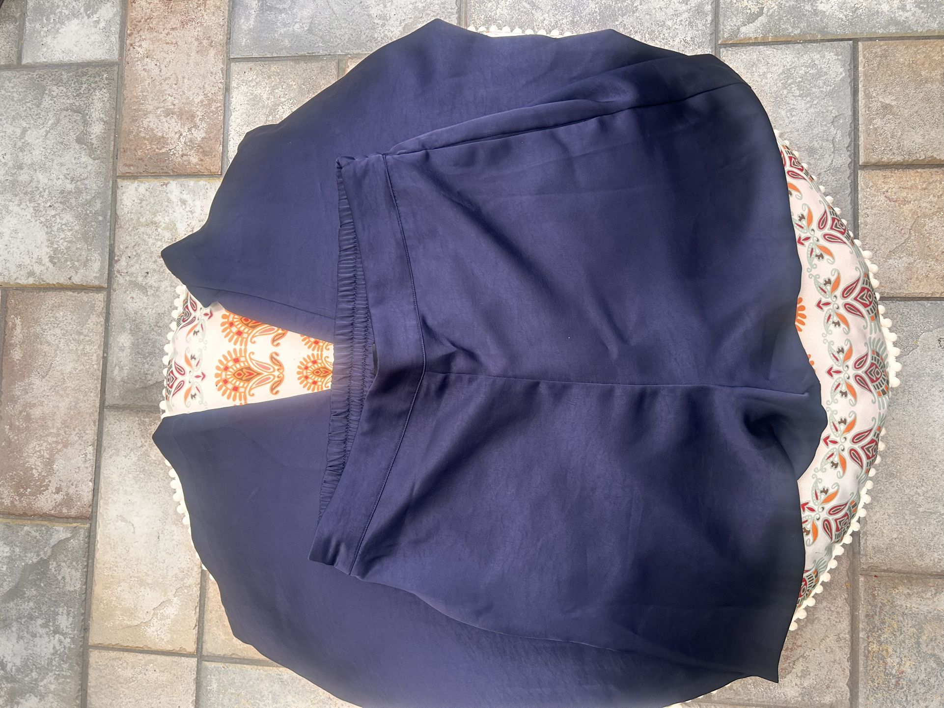 House of Harlow 1960 Blue Silk-Style Wide Leg Pants – Elastic Back Waist – Size Large Price: $15