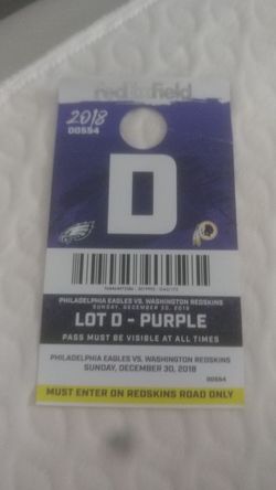 Purple D Parking Pass Redskins vs Eagles