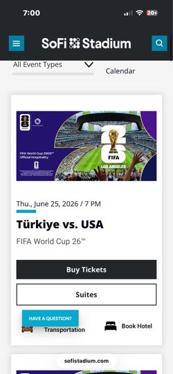 Sofi parking FIFA ; USA vs TÜRKIYE