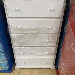 Solid Wood White 5pc Chest 