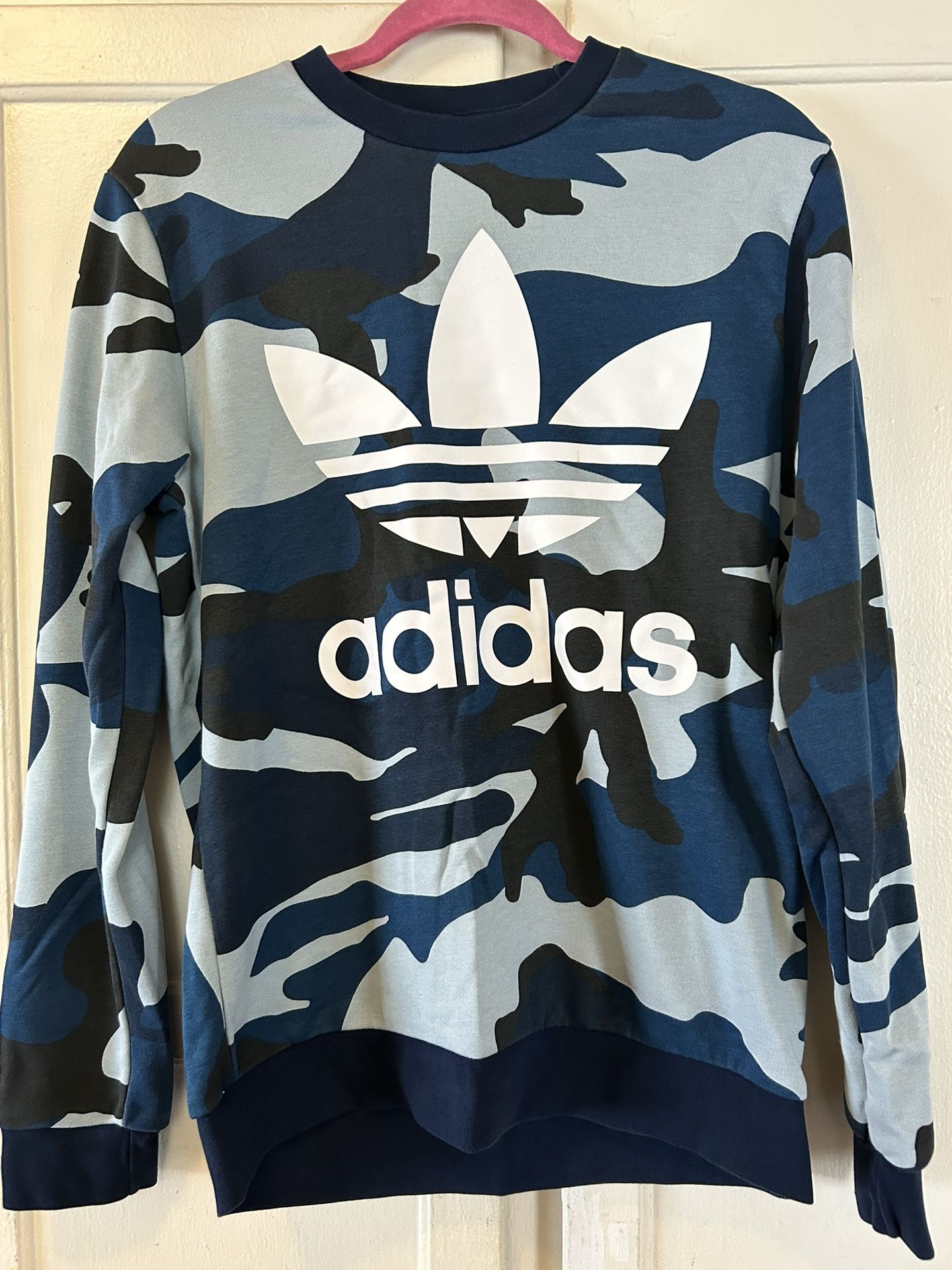 Adidas Trefoil Leaf Navy Camo Sweater Streetwear Sz 15-16y XL