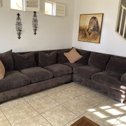 Large Brown Comfy Sectional - L shaped