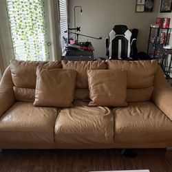 Brown Leather Sofa/Couch Set