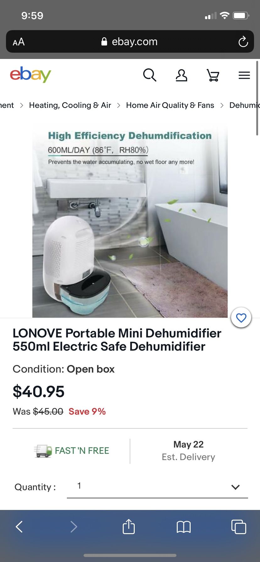 LONOVE Dehumidifier - 2500 Cubic Feet Portable Dehumidifiers for Home