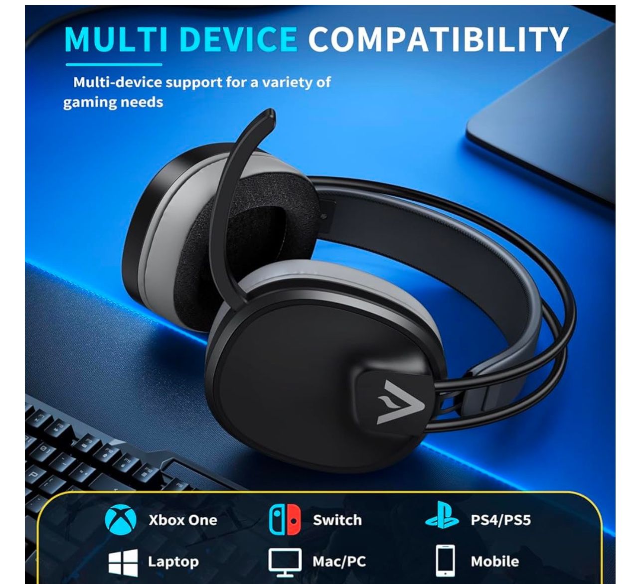 G5000 Wireless Gaming Headset with Mic for PC Ps5 Ps4 Switch Mobile Mac