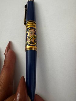 Vintage Yunshan Panda Fountain Pen Blue Cloisonné Bamboo Collectible