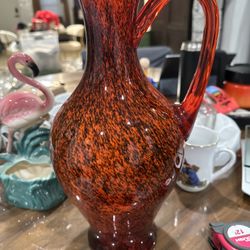 Glass Retro Red & Black Swirl; Red  Handle