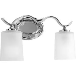 2-Light Polished Chrome Bathroom Vanity Light – Etched Glass Traditional Fixture
