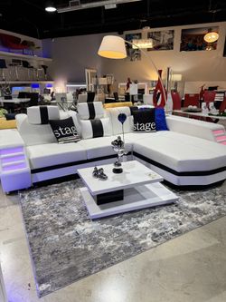 Modern Sectional with speakers and LED lights 