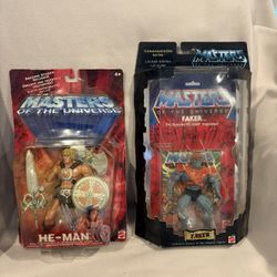 MOTU Masters Of The Universe Figures 2x HE-Man & FAKER Mattel