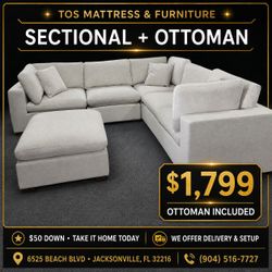Light Gray Sectional Sofa with Ottoman🚚WE DELIVER🚚