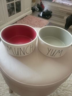 Rae dunn  dog bowls.