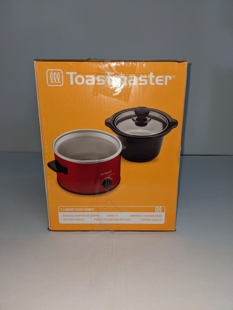 Toastmaster 1.5 Quart Red Slow Cooker Adjustable Temp Removable Stoneware  New
