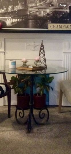 Glass  Top  Iron  Based  French  Style  Dining  Table 