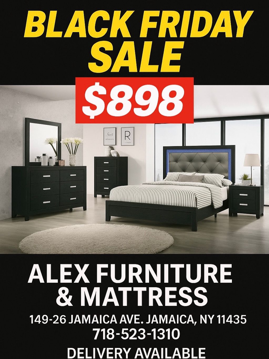 🔥 HUGE BLACK FRIDAY BLOWOUT SALE! 🔥 Get this stunning 5-Piece Bedroom Set for ONLY $898!