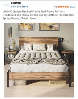 Full/Queen Bed Frame + Mattress + Headboard (Complete Setup)