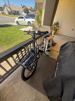 Black Electric Bike with Front Cargo Rack