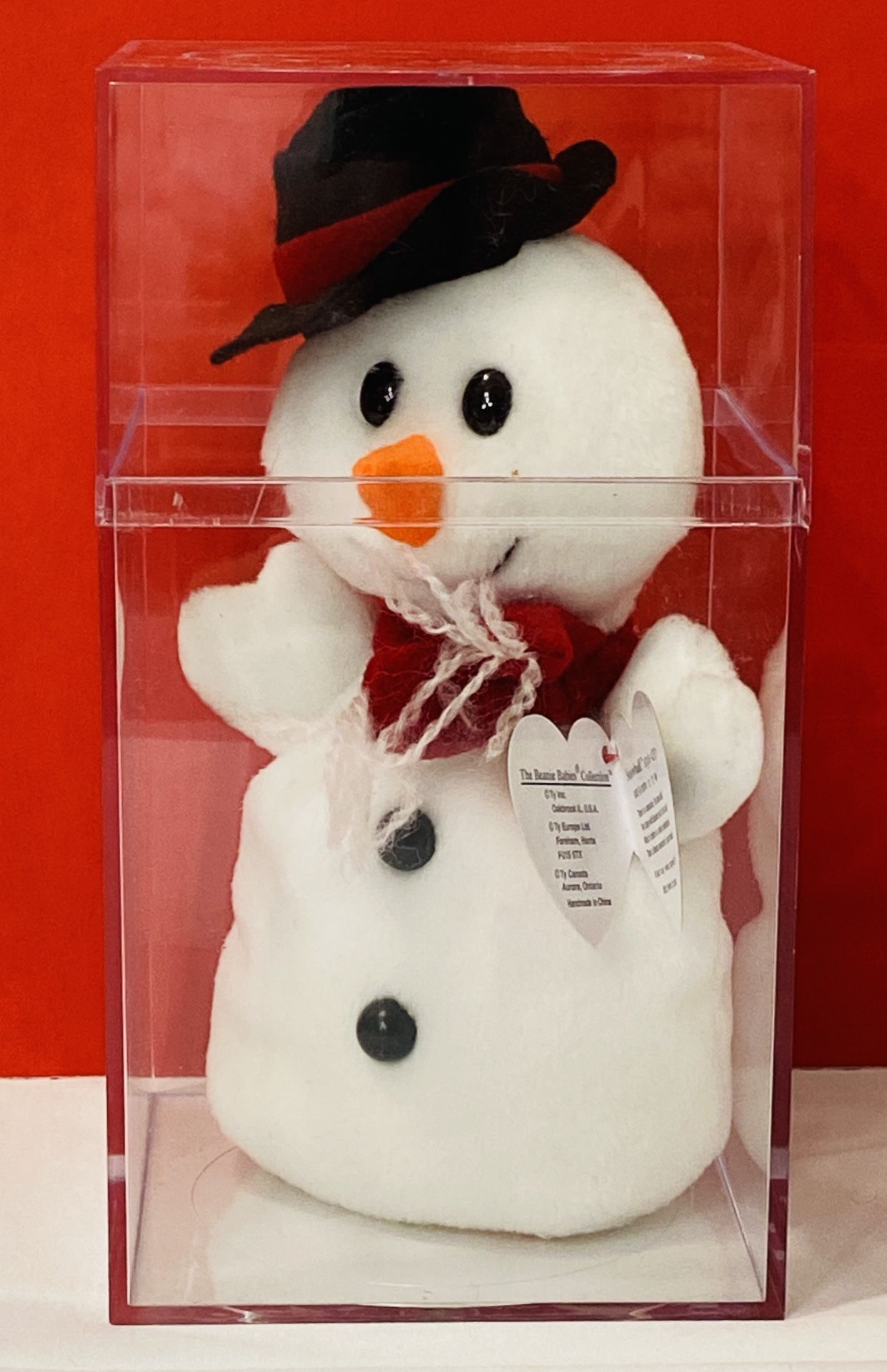 NEW IN DISPLAY CASE 1996 Ty "SNOWBALL" The Snowman 7" Beanie Baby #4201