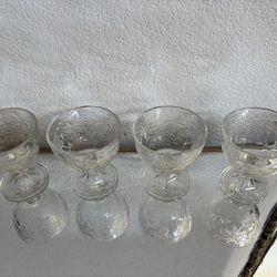 4 Princess House Fantasia Footed Dessert Dishes Poinsettias 8 oz ~ Discontinued