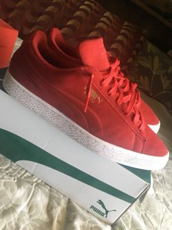 Red puma suede size 10