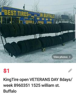 New and Used tires Open Veterans Day 1525 William st. Buffalo