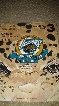 Jacksonville Jaguars 1995 Inaugural Ticket