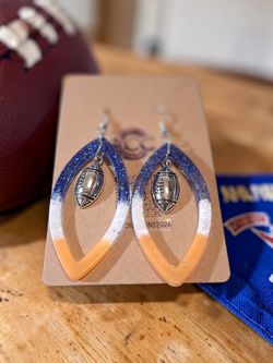 Chicago Football Spirit Resin Earrings | Navy & Orange Game Day Jewelry