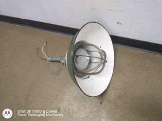 1 Vintage Benjamin Industrial Light 16" wide Explosion proof Green Porcelain Lamp 15" high This Vintage light is from indoor use Please Read The Whole