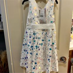 Little Angels White Dress With Sequins 