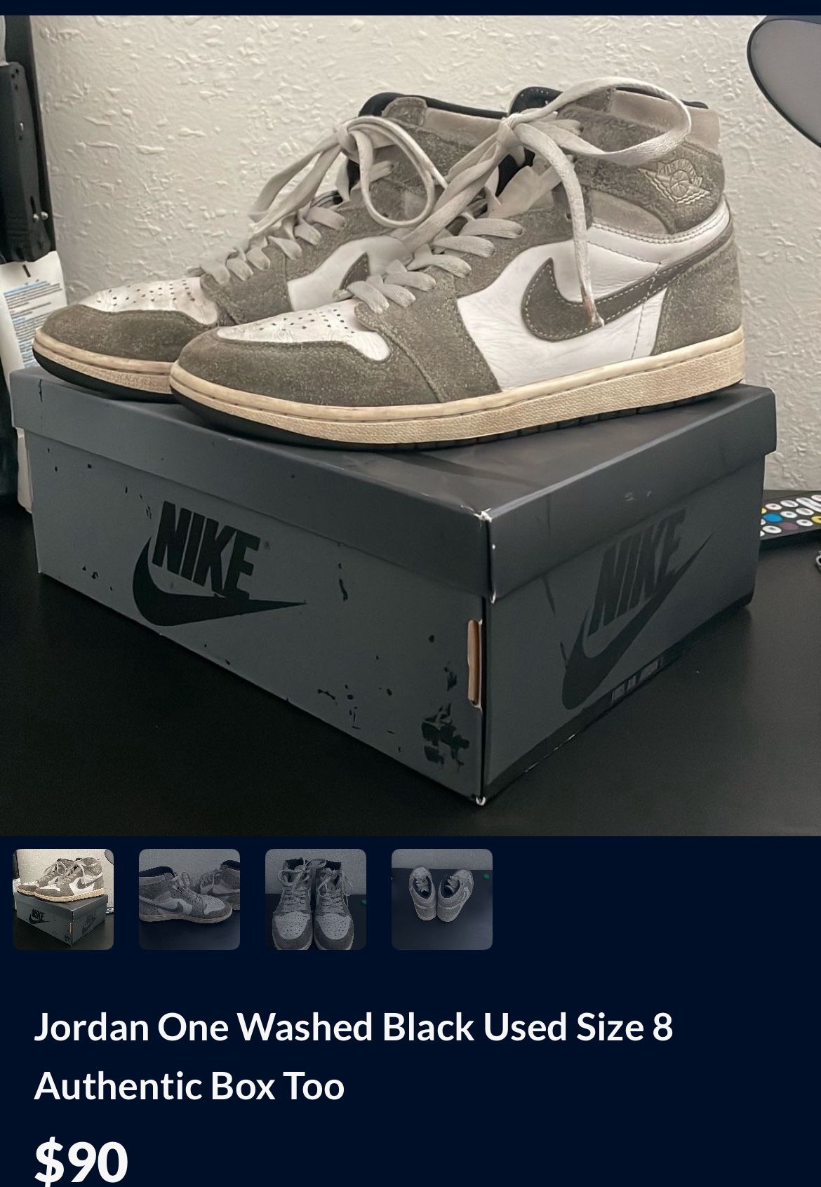 Jordan 1 Washed Grey Authentic With Box