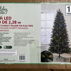 Holiday Living 7.5-ft Spruce Pre-lit Artificial Christmas Tree with LED Lights