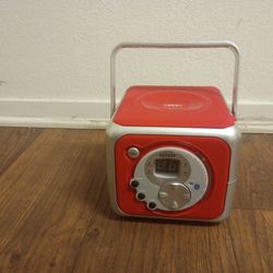 Jensen CD 555RS Red CD Bluetooth Boombox Portable Bluetooth Music System with CD Player +CD-R/RW & FM Radio with Aux-in  Headphone Jack Line in Limit