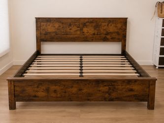 Rustic Solid Wood Bed Frame – Queen Size | Excellent Condition