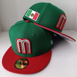 Size 7 3/8 Mexico Baseball New Era Green/Red 2026 World Baseball Classic 59FIFTY Men's Fitted Hat