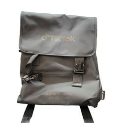 TikTok promotional zipper back pack backpack carry zip up black color creators influencers bag