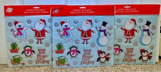 Christmas House NWT Window Decoration Clings Set Of 3