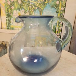Vintage Mexican hand-blown glass pitcher