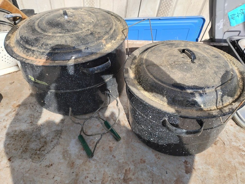 2 New Canning Pots: One Large, one Medium Size