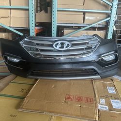 Complete Front Bumper Assembly With Fog Light Kit And Grilles For 2018 2019 Hyundai Santa Fe 