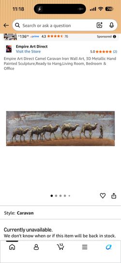 Empire Art Direct Camel Caravan Iron Wall Art, 3D Metallic Hand Painted Sculpture,Ready to Hang,Living Room, Bedroom ＆ Office