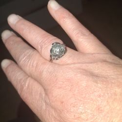 Antique Rose Ring Sterling Siver 