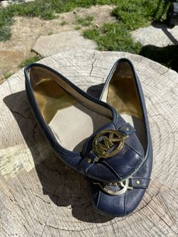 Michael Kors Navy Flats Golden Logo Size 9