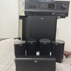 Klipsh HD Home theater 500 speaker system. SONY  multichannel AV receiver. 