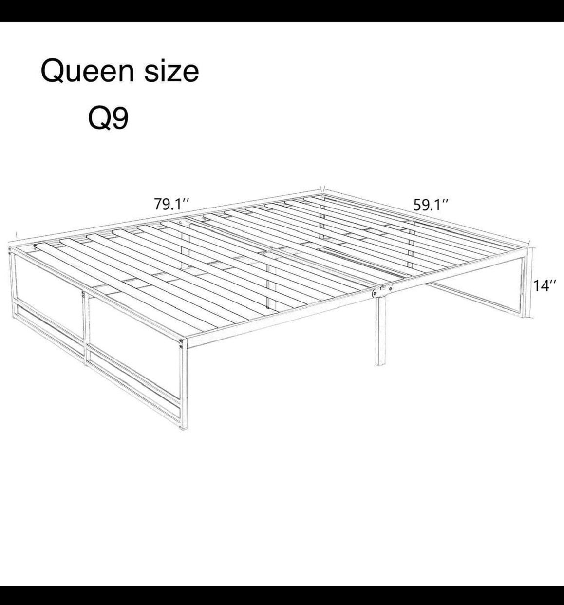 Q9-queen size Metal Platform Bed Frame with 14'' Under Bed Storage
