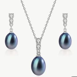 Set Of Tahitian Pearls In Sterling Silver
