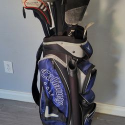 BEAUTIFUL BLUE GOLF BAG AND CLUBS