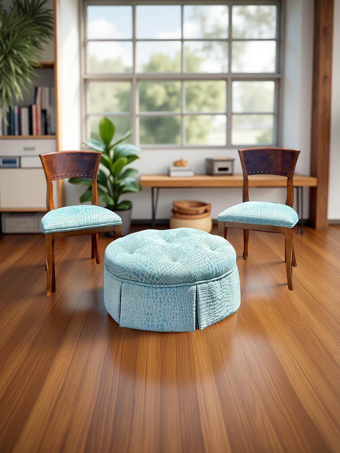 Turquoise Chair & Ottoman Set