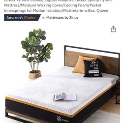 Zinus 10 in. Full Sized Hybrid Copper Cooling Adaptive Mattress with Memory Foam and ICOIL Brand New