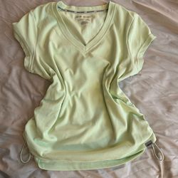 DKNY Green Vneck With Ruched Sides S